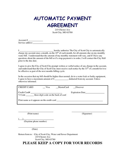 payment agreement templates word excel  formats