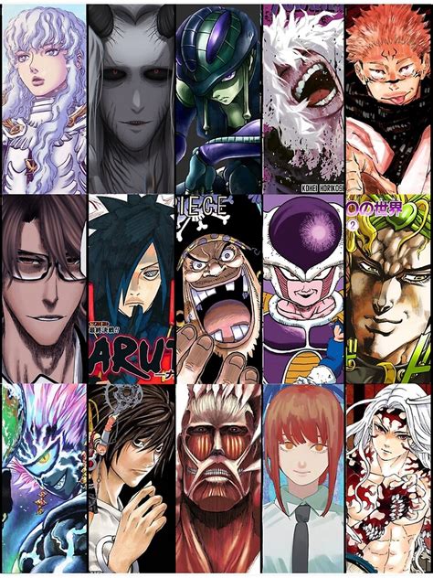 Top 15 Anime Villains Poster For Sale By Wizardgduck Redbubble
