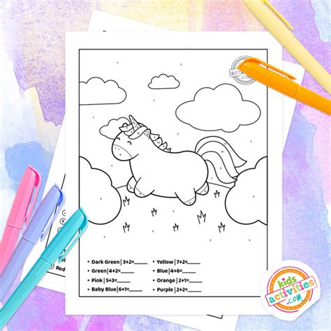 Unicorn Color By Number Addition Worksheets Kids Activities Blog