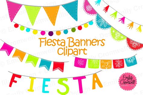 Fiesta Banners Digital Clipart Custom Designed Illustrations