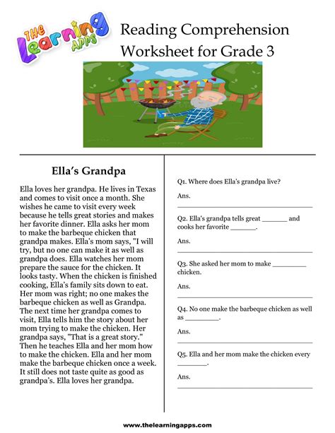 3rd Grade Reading Comprehension Worksheets Picture Comprehension