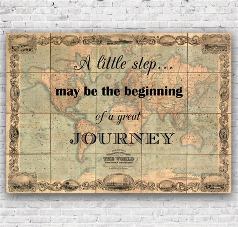 Inspirational Quote Old Maps World Map Typography Etsy Uk