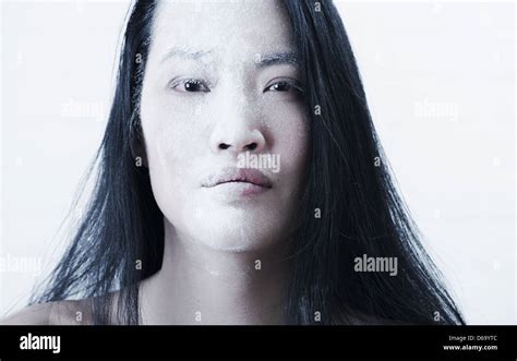 Woman S Face Covered In Powder Stock Photo Alamy