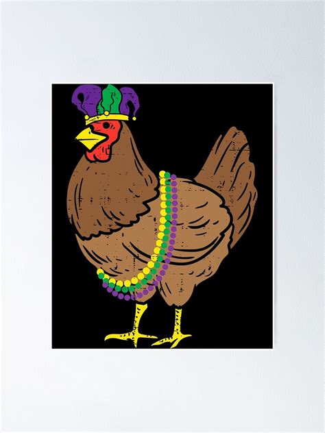 Jester Chicken Beads Mardi Gras Funny Chickens Farming Chickens Poster For Sale By Davetmccall