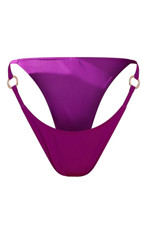 Purple Ring Detail Tanga Bikini Bottoms Prettylittlething Qa
