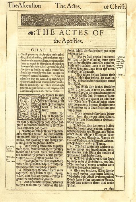 1611 King James Bible First Edition Acts Title Acts Chapter 1 1611