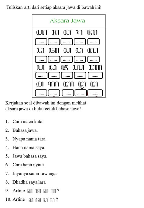 Berikut bospedia memberikan soal uas bahasa jawa kelas 5 sd/mi. Contoh Soal Aksara Jawa Dan Jawabannya