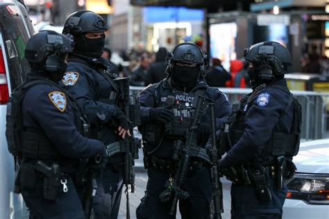 New York City Police Officers Prepare In Case Of Suicide Bombers On New