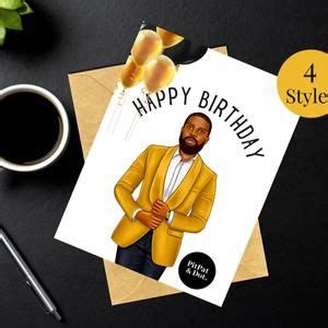 Purple And Gold Birthday Black Man Etsy Birthday Cards Birthday