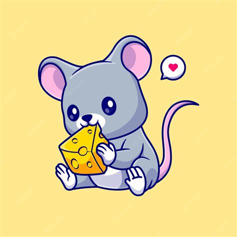 Premium Vector Cute Mouse Eating Cheese Cartoon Vector Icon