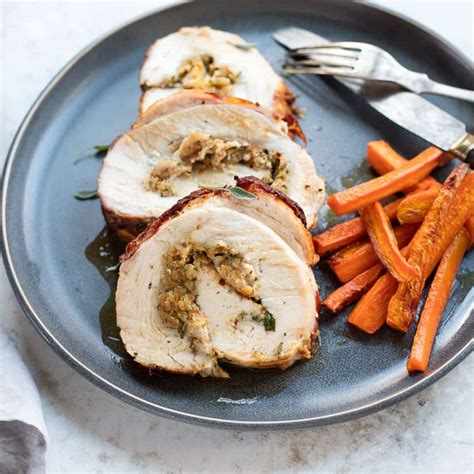 Insert a probe thermometer into thickest part of the breast and reduce the oven temperature to 350 degrees f. Boneless Rolled Turkey Breast with Brioche Stuffing ...