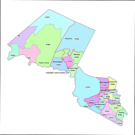 Passaic County New Jersey Zip Code Map Patterson