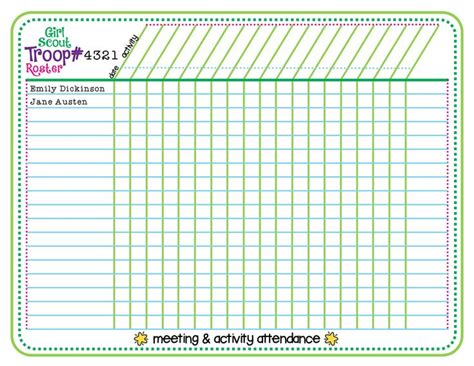 Troop Multi Level Girl Scout Meeting Activity Attendance Etsy Girl