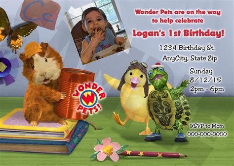 Custom Wonder Pets Party Invitation Photo Printable Birthday