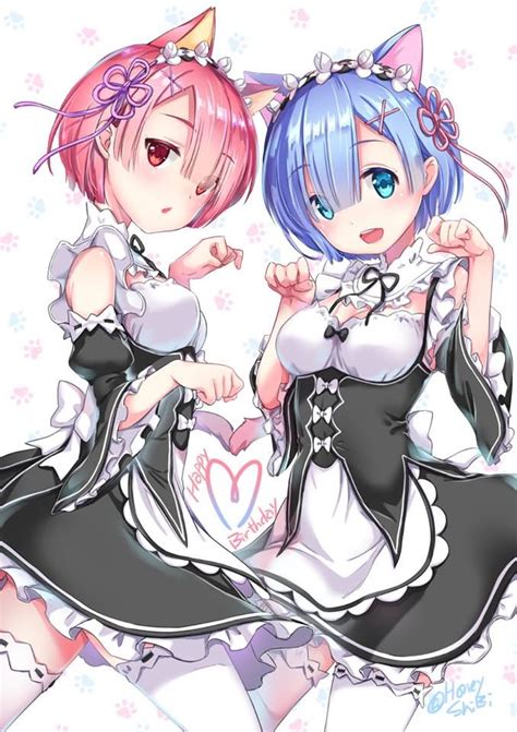 Neko Rem And Ram Rezero Rezero Pinterest Neko Anime