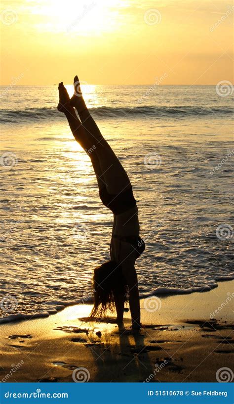 Handstands On The Beach Stock Photo Image Of Happiness 51510678