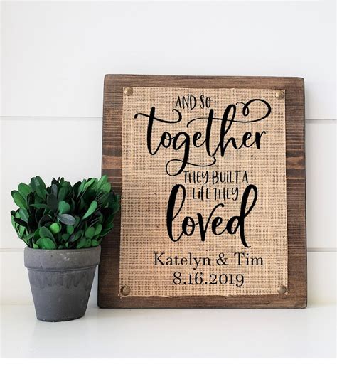 Wedding T For Couple Personalized Wedding T On Burlap Etsy