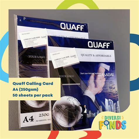 1 Pack Quaff Calling Card Paper White A4 Size 250gsm 50 Sheetspack