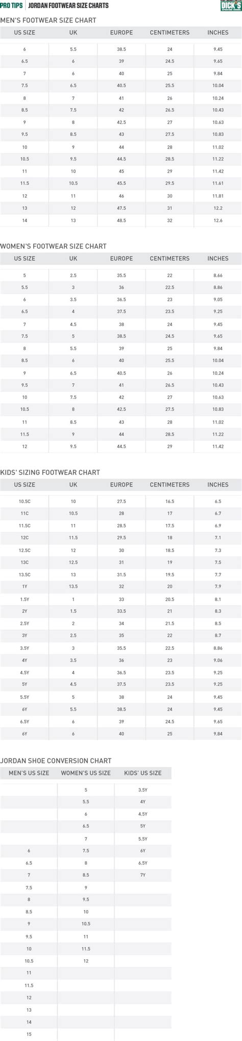 Air Jordan 1 Low Size Chart