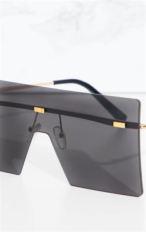 Black Frameless Square Sunglasses Prettylittlething Aus