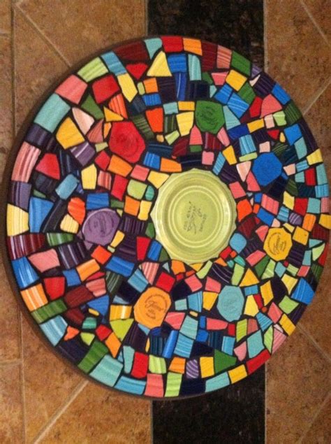 Large Mosaic Tile Lazy Susan Vintage New Colorful Broken By Cocomo
