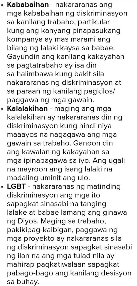 Magbigay Ng Tatlong Halimbawa Kung Paano Nakararanas Ng Diskriminasyon