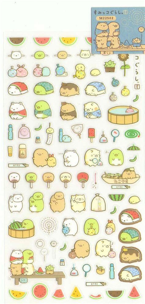 Kawaii Japan Sticker Sheet Assort Sumikko Gurashi Character Summer 1