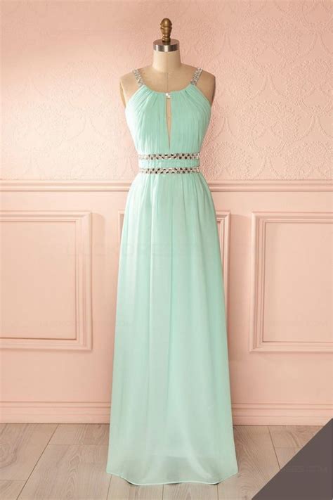 Sheathcolumn Beaded Long Mint Green Prom Dresses Evening Gowns 3020232