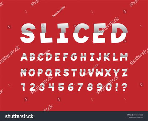 Vektor Stok Sliced Font Vector Alphabet Letters Numbers Tanpa Royalti