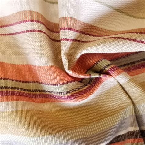 Striped Cotton Terracotta Fabric Tough Striped Furnishing Fabric