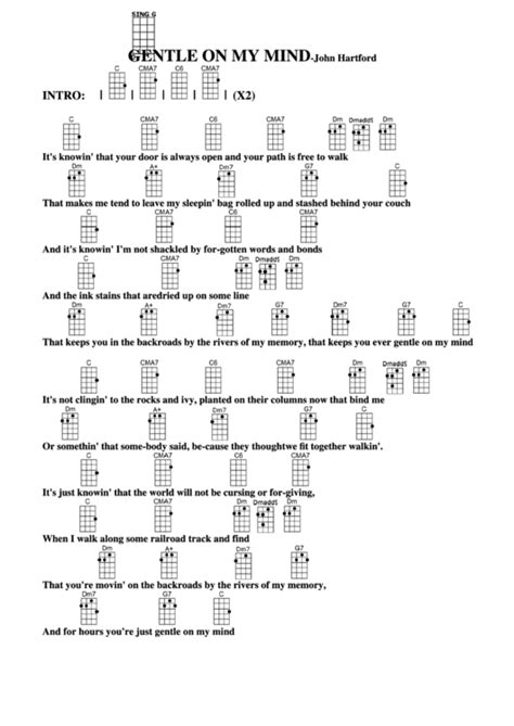 Anderson.paak, silk sonic) by bruno mars. Gentle On My Mind - John Hartford Chord Chart printable ...
