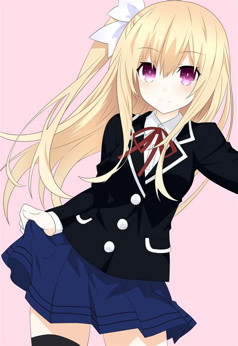 Blonde Hair Anime Girl In School Dress