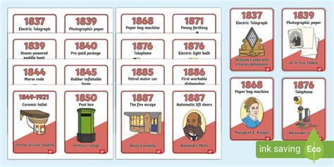 Timeline Of Victorian Inventions Cards nauczyciel wykonał