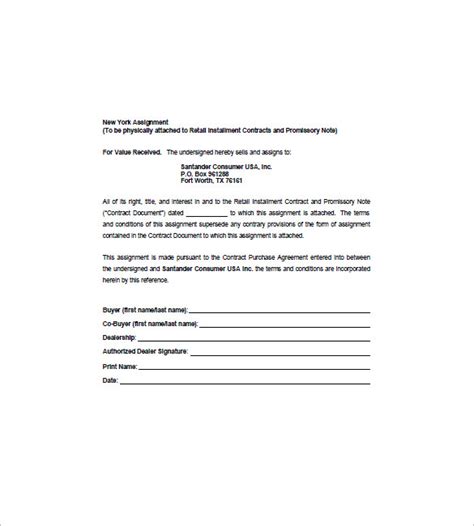 assignment  promissory note  sample