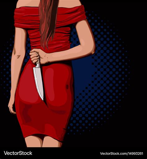 Girl With A Knife Royalty Free Vector Image Vectorstock