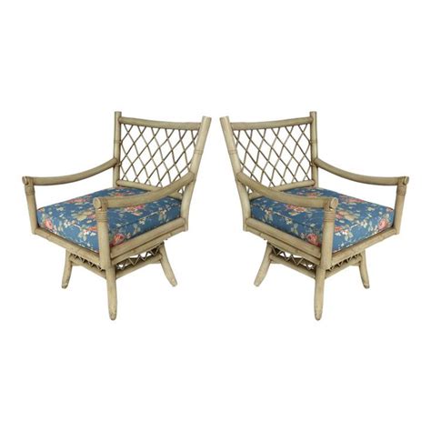 Vintage Bent Rattan Armchairs W Loose Cushions Two Pairs Available