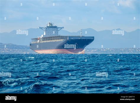 Empty Cargo Ship Near The Mediterranean Coast Stock Photo Alamy