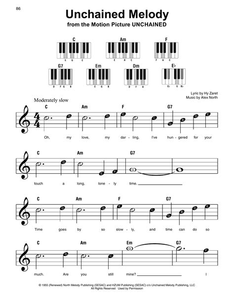 Unchained Melody Super Easy Piano Print Sheet Music Now