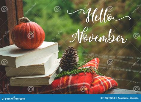 Hello November Cozy Autumn Still Life Cup And Opened Book On Vintage