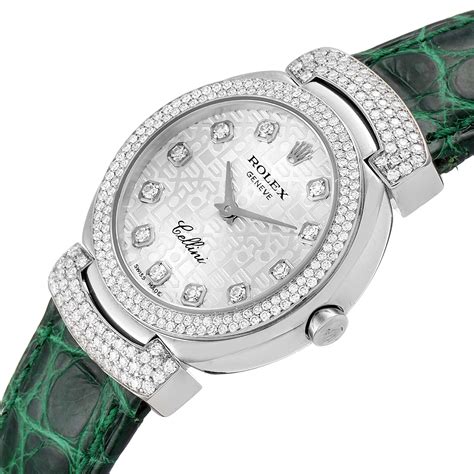 Rolex Cellini Cellissima 26mm White Gold Diamond Ladies Watch 6673