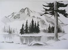 Lukisan Pemandangan Gunung Hitam Putih Cikimm Com