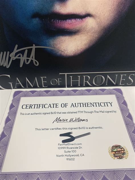 Maisie Williams Game Of Thrones Signed Autographed 8x10 Photo Auto