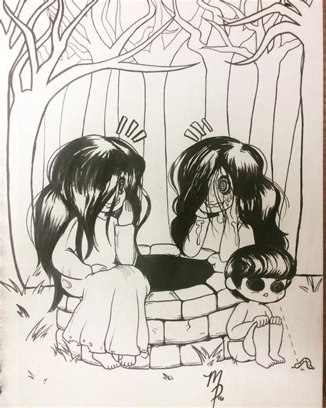 Sadako And Kayako By Demitrixtr On Deviantart Horror Characters Drawings Fashion Design Drawings