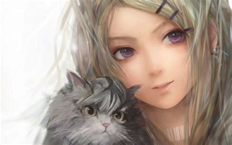 1680x1050 Px And Anime Cat Face Fantasy Girl Kitten High Quality