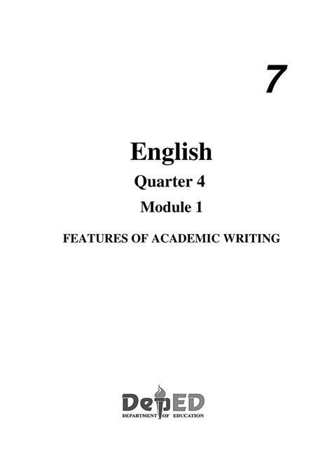 1 Q4 English Fourth Quarter Module 1 For Grade 7 Class 7 Quarter 4