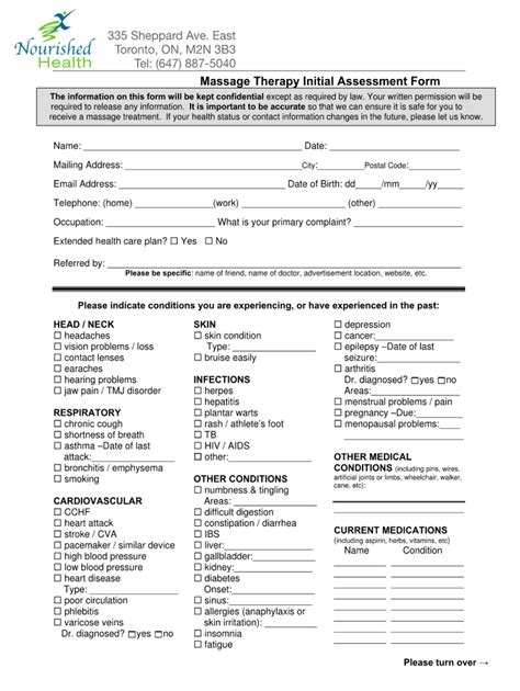 massage evaluation form fill out and sign online dochub