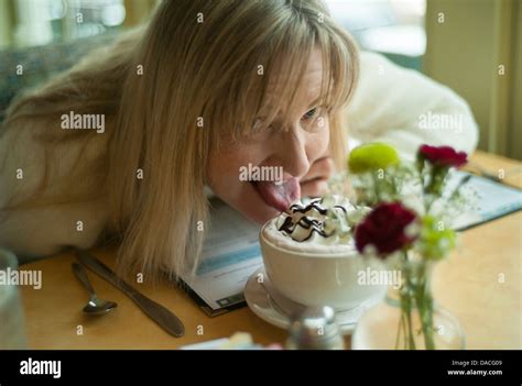 Woman Licking Whipping Cream Hi Res Stock Photography And Images Alamy