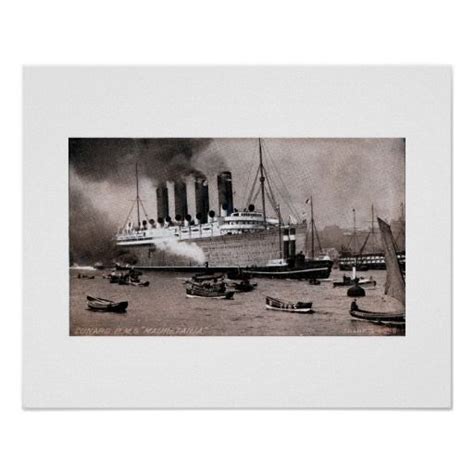 Vintage 1909 Rms Mauretania Cunard Line Photo Gravure Posters And