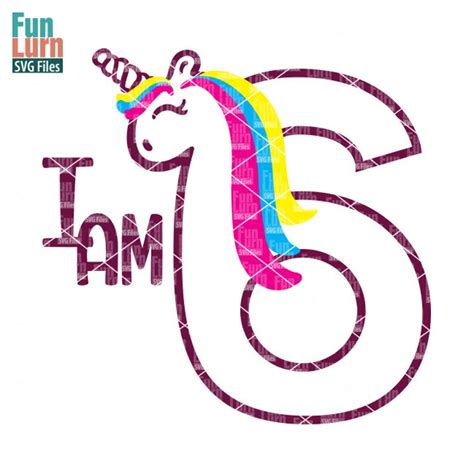 Unicorn Birthday Svg Sixth Birthday I Am Six Six Svg 6 Etsy