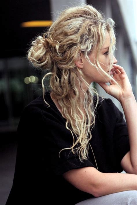 Creative hairstyles for long curly hair can include a delicate flower, bouffant and opt for a cute and casual updo with a high messy ponytail. 50 Lovey-Dovey Curly Hair Styles For Long Hair